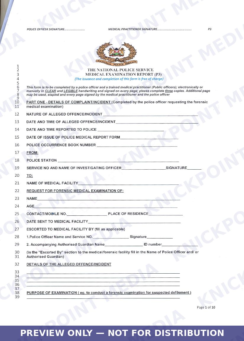 Protected preview of REVIEW OF NPS MEDICAL EXAMINATION P3 FORM 10 PAGES — page 1