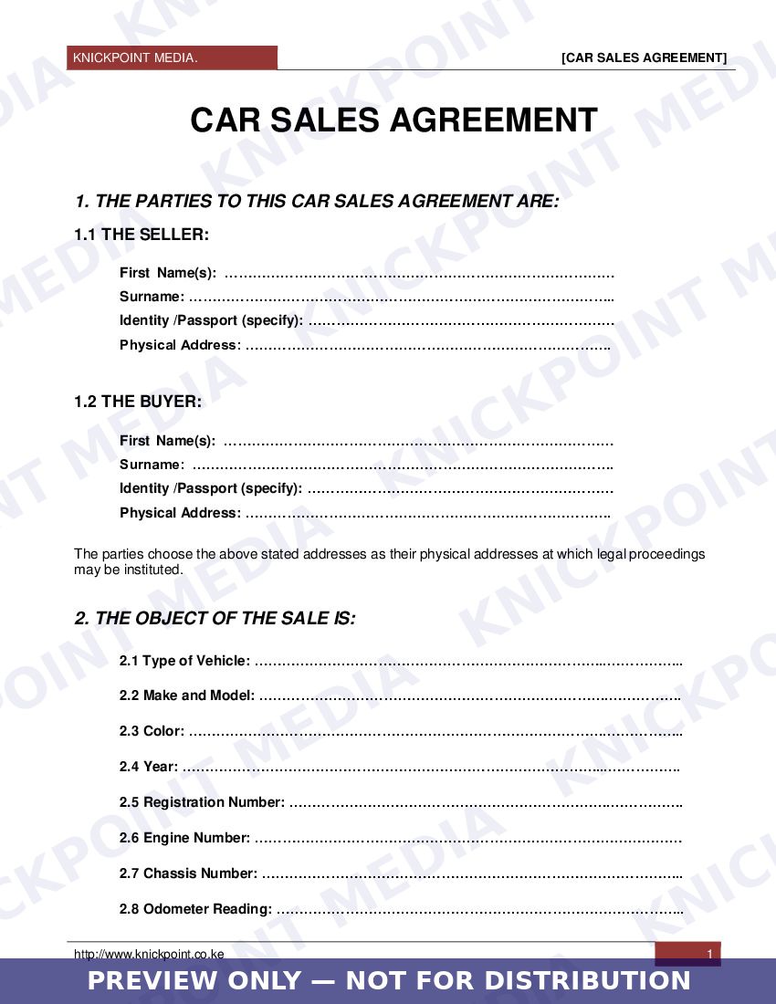 Protected preview of CAR SALE AGREEMENT PDF NEW — page 1